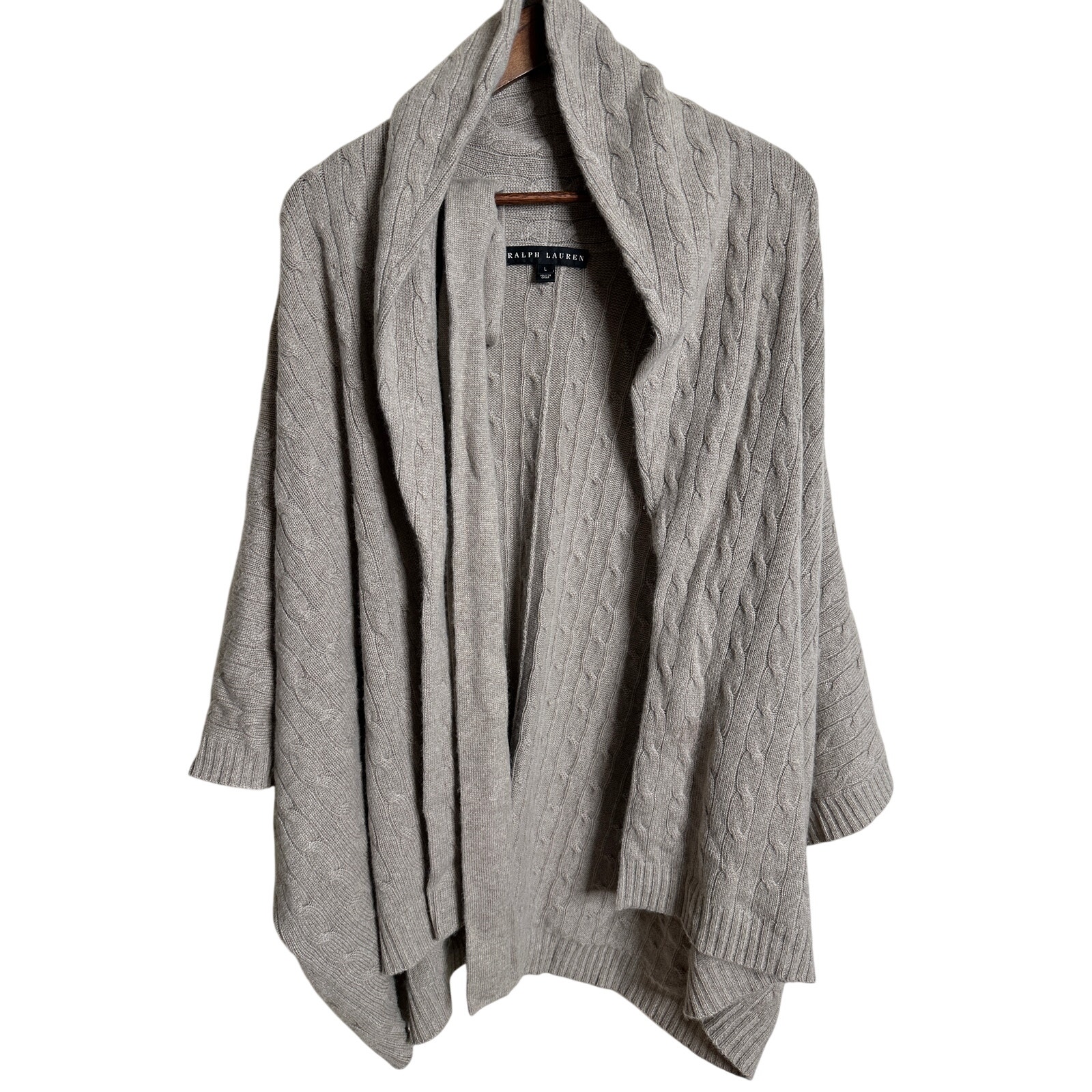 Ralph Lauren Black Label 100% Cashmere Cable Knit Cardigan Sweater Womans L